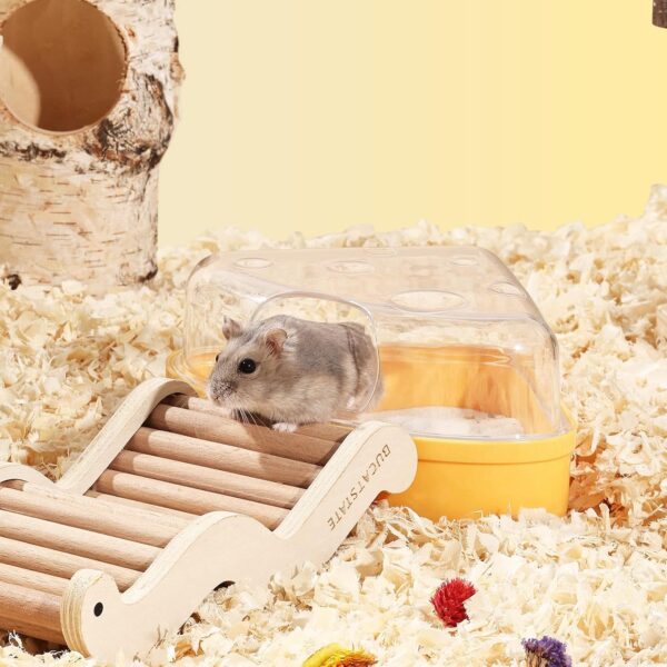 BUCATSTATE Hamster Sand Bath Box - Transparent Critter's Litter Box Sand Bath Shower Room & Digging Container Heighten Version for Guinea Pig Mice Gerbils or Other Small Pets (Small,Yellow) - Image 5