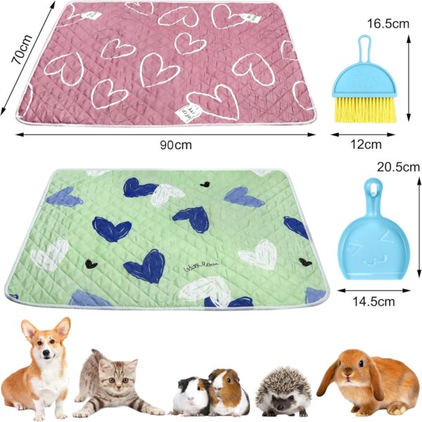 2 Pack Guinea Pig Cage Liner with Cleaning Tool Set Guinea Pig Bedding Reusable Fast Absorbent Waterproof Puppy Pee Pads Washable Air Dried Pee Mat for Small Animals Pet Cat Hamster Rabbit Bedding - Image 2