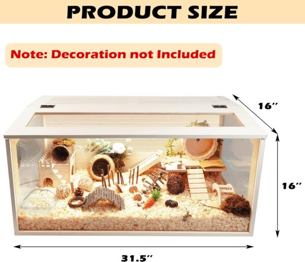 Prolee Hamster Cage Wooden 32 Inch Mice and Rat Habitat Openable Top with Acrylic Sheets Solid Built - Image 2