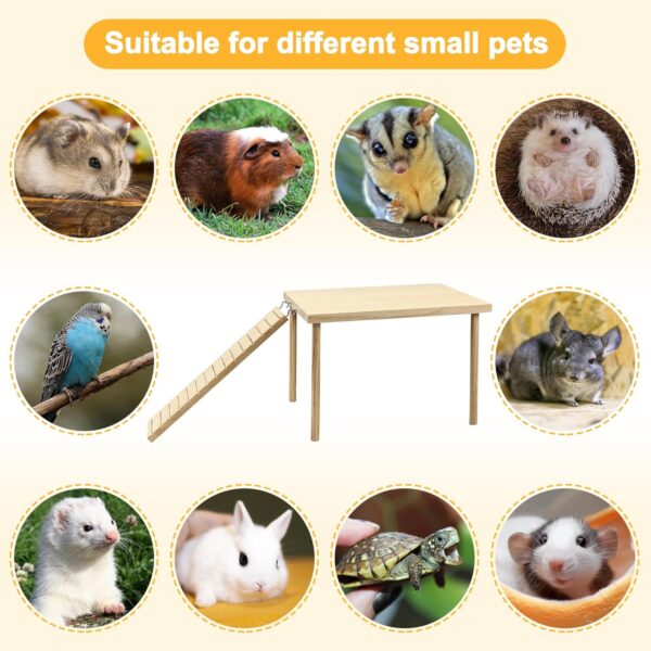 Guinea Pig Hideout, Natural Wooden Living Shelter with Stairs, Durable Guinea Pig Bed, Guinea Pigs Platform for Small Guinea Pig Chinchilla Hamster Ferrets Hiding Sleeping＆Small Animal - Image 5
