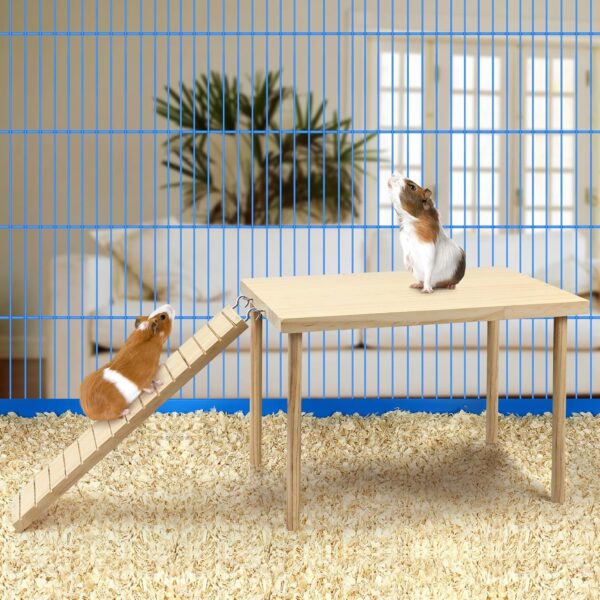 Guinea Pig Hideout, Natural Wooden Living Shelter with Stairs, Durable Guinea Pig Bed, Guinea Pigs Platform for Small Guinea Pig Chinchilla Hamster Ferrets Hiding Sleeping＆Small Animal - Image 6