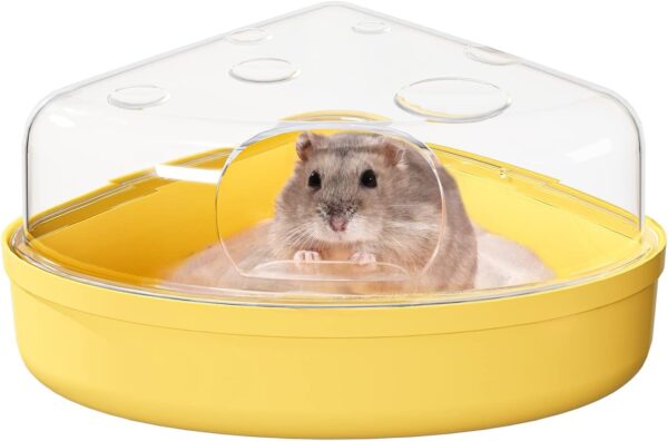 BUCATSTATE Hamster Sand Bath Box - Transparent Critter's Litter Box Sand Bath Shower Room & Digging Container Heighten Version for Guinea Pig Mice Gerbils or Other Small Pets (Small,Yellow)