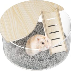 BUCATSTATE Hamster Sand Bath Container - Acrylic Shower and Digging Room Litter Box for Mice Lemming Gerbils (Circle Shaped)