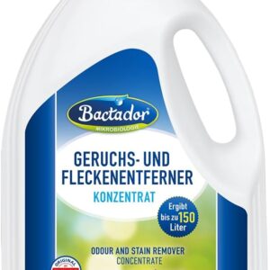 Bactador Odor and Stain Remover Concentrate 3L - Biological enzyme cleaner against sweat, smoke, cat urine, dog urine, animal odors - For household, car & animal environment