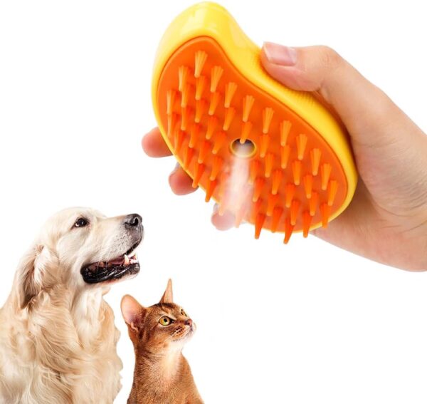 Cat Brush with Spray,Cat Brush with Water Tank,Electric Cat Deshedding Brush,Cat Brush for Short Haired Cats,Pet Hair Removal Comb with Water Tank,Suitable for Cleaning Pet Hair (yellow)