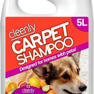 Cleenly Pet Carpet Shampoo Cleaner Solution 5L - Citrus Splash Fragrance - Safe for All Carpet Cleaning Machines, Effectively Removes Dog, Cat, Pet Odours, Urine/Wee Smells,