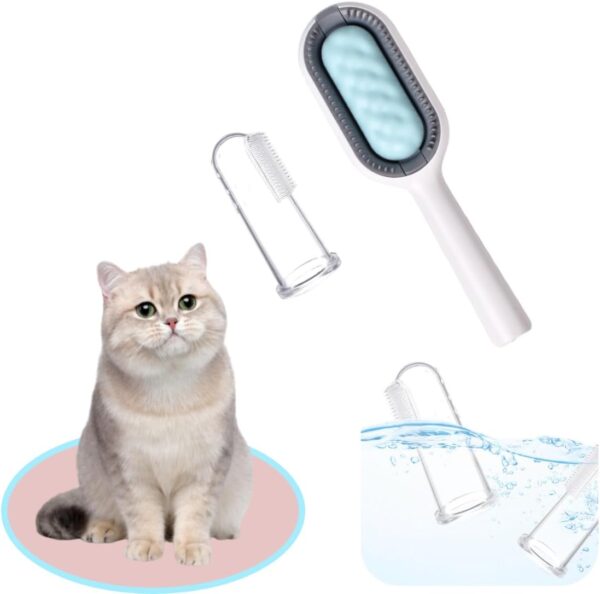 DeryArcle Pet Cleaning Hair Removal Comb 4 in 1 Universal Pet Knots Remover Multifunctional Pet Hair Remover with Finger Cover for Dogs Cats Grooming (Blue)