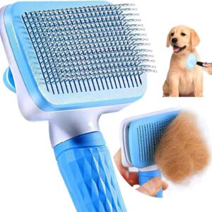 Dog Brush Cat Brush,Dog Brushes for Grooming,Cat Brushes for Long/Short Haired Cats,Dog Brushes for Shedding Tool for Dogs,Pet Grooming Tool with Cleaning Button (Blue)