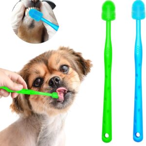 Dog Brush Cat Pet Puppy Gum Finger Toothbrush Dental Care Teeth Cleaning Supplies Kit for Dogs, 2 Pcs 360° Silicone