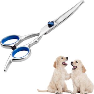 Dog Grooming Scissors,Grooming Products for Dogs,Pets Beauty Tool UK Accessories for Cleaning Puppy or Cat or Horse Face Professional Trimming Supplies,Metal Curved Hair Rounded Top Thinning Shears