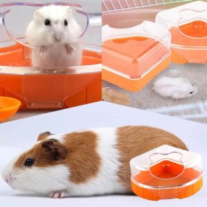 EXINBEICHUAN Hamster Sand Bath Cage Hamster for Syrian Hamster Gerbil Small Animal Bathtub with Sand Shovel for Gerbil Dwarf Hamster and Small Rodent（orange）