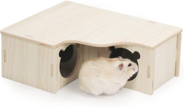 Episkey Wooden Hamster House, Guinea Pig House Corner House Hideout Cage Decor Accessories for Golden Hamster Syrian Hamster Dwarf Hamster Degus (3 Houses, 31 * 24 * 11cm)