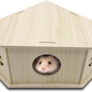 Eyksta Wooden Hamster House Hamster Hideout Corner House Cage Accessories Décor for Syrian Hamsters Dwarf Hamsters Gerbils 20 * 20 * 11.1cm