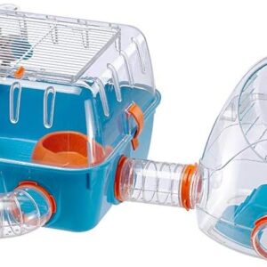 Ferplast COMBI 2 Innovative Hamster Cage - Customizable Habitat with External Exercise Wheel - Interactive Transparent Design - Accessories, Tubes Connect&Play, 79,5x29,5xh26,3cm