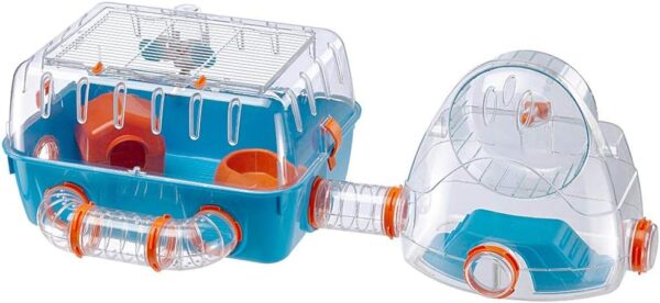 Ferplast COMBI 2 Innovative Hamster Cage - Customizable Habitat with External Exercise Wheel - Interactive Transparent Design - Accessories, Tubes Connect&Play, 79,5x29,5xh26,3cm