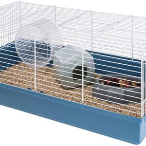 Ferplast CRICETI 11 Large Hamster Cage - Fully Equipped, Spacious Interactive Habitat, Exercise Wheel & Accessories Included - Easy Clean, 57.5x31xh21 cm - Blue