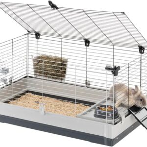 Ferplast Cage for Rabbits Guinea Pigs with Large Living Space, Small Animal House, Small Pet Cage, 100 x 60 x 50 cm