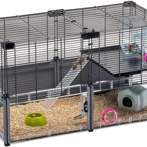 Ferplast MULTIPLA HAMSTER Hamster Cage - Customizable Multi-Level Design - Interactive Transparent Base - Exercise Wheel & Accessories - Tubes Connect&Play - 72.5x37.5xh42cm