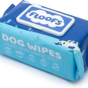 Floofs Antibacterial Dog Wipes for Paws, Body, Face & Bum | Hypoallergenic Grooming Wipes | 100 Fragrance-Free Pet Wipes for Dogs, Puppies & Cats | 15 x 20 cm, 50 gsm