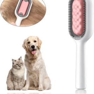 FuninCrea 4 in 1 Universal Pet Knots Remover, Pet Hair Brush for Dogs and Cats Multifunctional Dog Hair Brush Portable Professional Cat Brushes for Grooming and Cleaning (Short-hair, Pink)