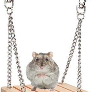 Hamster Swing Toy Wooden Pet Hanging Bed Hamster Cage Accessories for Hamster Gerbil Guinea Pig Chinchilla