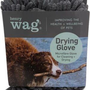 Henry Wag Pet Drying Glove - Soft & Highly Absorbent Microfibre, Muddy Pet Accessories, Quick Drying - Designed for Dogs - (25cm x 16cm x 2cm)