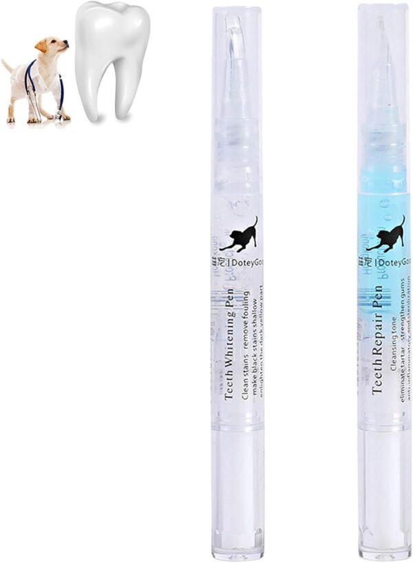 Hmpet Dog Teeth Cleaning Beauty Kit, Pet Teeth Whitening Pen Toothbrush Dental Care Dog Cat Tartar Dental Stone Teeth Cleaning Tools 5Ml Pet Supplies