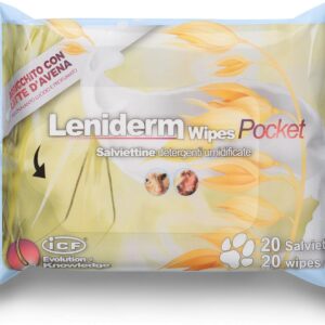 ICF | Leniderm Cat & Dog Wipes | Premium Pet Grooming Wipes for Gentle and Effective Cleaning of Ears, Eyes, Paws, and Bums | Convenient Dog Cleaning Wipes | 20 Wipes