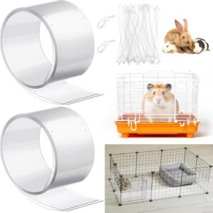 Juexica 2 Pcs 82.7 x 4.5 Inch Guinea Pig Cage Liner Clear Cuttable Critter Cage Liner with Pre Drilled Holes Urine Guard Extra Long Cage Liner with 100 Zip Ties for Rabbit Hamster Ferret Chinchilla