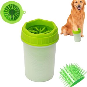 Kinwodon 2 in 1 Dog Paw Cleaner, Silicone Pet Paw Cleaning Brush Cup, Portable Paw Washers for Dogs, Dog Foot Washers Dog Accessories to Clean Dogs Paws for Small Dog (Green)