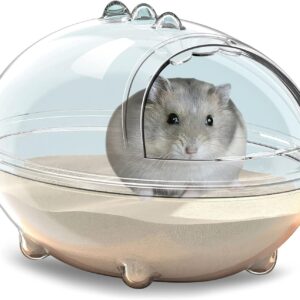 LazySusan Hamster Bathroom,Hamster Bathtub Box,dust Bath for Hamster,Hamster Sand Bath Container,Hamster Bath,Hamster Bathing Bowl,Transparent beds,Bathtub Toilet for cage Accessories (S 5.3*3.8*3.3")