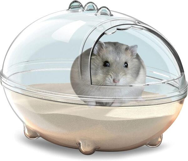 LazySusan Hamster Bathroom,Hamster Bathtub Box,dust Bath for Hamster,Hamster Sand Bath Container,Hamster Bath,Hamster Bathing Bowl,Transparent beds,Bathtub Toilet for cage Accessories (S 5.3*3.8*3.3")