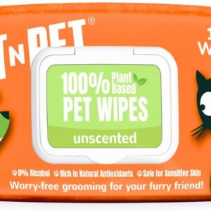 PET N PET Dog Wipes Thick 100% Plant Based Pet Wipes Dog & Cat Wipes, 100 Hypoallergenic Dog Wipes For Smelly Dogs, Puppy Wipes Premium Grooming Wipes For Cleaning Ear, Eye, Paw & Bums