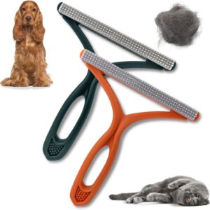 PawsOnlyUK Pet Hair Remover for Carpet Sofa Car Furniture Stairs Pet Bed Rugs | Carpet Scraper Tool | Reusable Lint Remover | Portable Carpet Brush | Easy to Clean Cat Dog Hair Fur (Orange + Green)