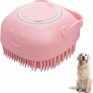 Pet Grooming Brush Bath Dog Silicone Rubber Bathing Brush Pet Bath Brush Body-Scrubber Massage Brush Multi-functional Bath Massage Brush for Dogs and Cats Shower Grooming (Pink)