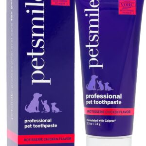 Petsmile Professional Pet Toothpaste | Cat & Dog Dental Care | Controls Plaque, Tartar, & Bad Breath | Only VOHC Accepted Toothpaste | Teeth Cleaning Pet Supplies (Rotisserie Chicken, 2.5 Oz)