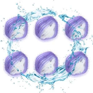 SOWBUD Pet Hair Remover Washing Balls, 6PCS Reusable Washing Machine Lint Filters Anti-winding Floating, Cat and Dog Hairs Fur Lint Catcher for Laundry Bedding, Deep Cleaning Light Purple Wash Ball