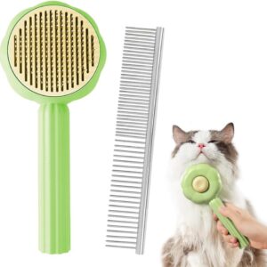 Set of 2 Cat Brush Dog Brush, Cat Grooming Brush for Short or Long Haired Cats, Pet Hair Brush Remover, Pet Cleaning Brush Kitten Brush, Effectively Remove Loose Undercoat, Mats, Tangles and Shed Fur