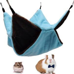 Sunrises 1 Piece Hamster Hanging Bed with Tow-Layer Hanging Bed Plush Sleeping Bag Bed Cage Accessories Used for Hamster Sugar Glider Ferrets Rat Hamster Rat Playing Sleeping(Blue)