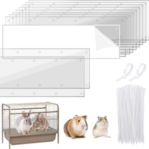 UNIFAMILY 10 Pcs Pet Cage Edge Liner Clear Urine Guard Side Lining, Anti-Urine Splash Sheet for Ferret Rabbits Chinchilla Hamster Hedgehog Rat Critter Nation Cage Side (14" x 4.5")