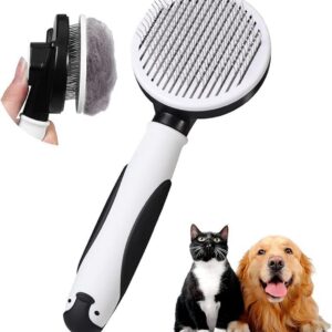 Vinabo Dog Brush Cat Brush Grooming Comb,Cat Comb Dog Grooming Brush Pet Brush,Pet Grooming Tool with Cleaning Button for Short/Long Cat Dog Shedding Tools Cat Dog Massage Clean Tangled Brush(Black)