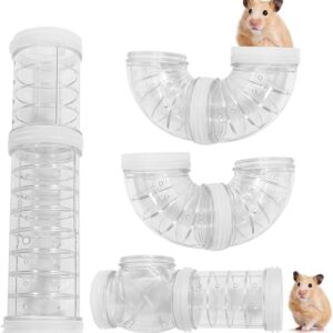 WishLotus Hamster Tubes, Adventure External Pipe Set Transparent MaterialHamster Cage & Accessories Hamster Toys to Expand Space DIY Creative Connection Tunnel Track Rat Toy (White)