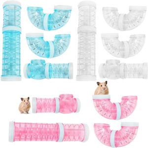 Xiuyer Hamster Tubes, 3 Set DIY Hamster External Connection Tunnel Transparent Adventure External Pipe Kit Creative Tunnel Track Rat Toy Accessories for Small Pet Sports Cage (Pink, Blue, white)