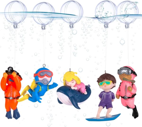 Radsocken 5Pcs Fish Tank Decorations, Diver Fish Ornament, Mini Fish Tank Ornaments Aquarium Decorations Cute surfing whale elements Floating with Water Balloons