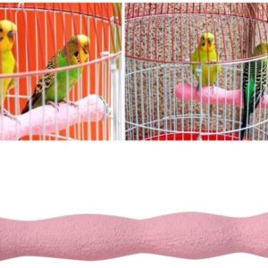 Pssopp Bird Perch, Rough Surface, Pink, Large, Budgie Parakeet Cockatiel Macaw African Grey Perch Stand Stick, Easy Installation, Quality Guarantee