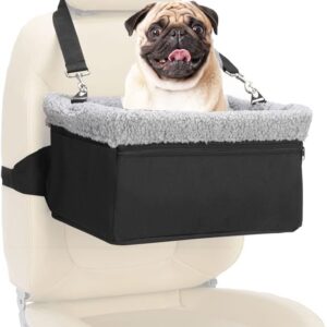 UNICITII Dog Car Seat for Small Dog, Raised Dog Booster Seat with Metal Frame, Dog Car Booster Seat Puppy Car Seat for Pets Small Dogs Cats