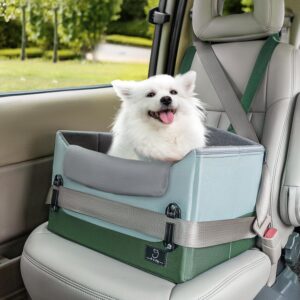 A4PET Dog Car Seat for Small Dogs, Collapsible Puppy Car Seat for Dogs Up to 25 lbs, Car Booster Seat for Dogs with Soft Pillow,Water-proof Design Bottom, Green