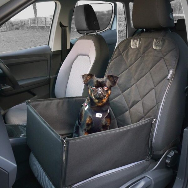 AHUKU Dog Car Seat with Belt and Strong Padded Sides - Waterproof Pet Booster Cover - For Small to Medium Dogs and Puppies