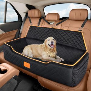 GL GLENSLAVE Dog Car Seat for Large/Medium Dog, Comfortable Dog Car Bed Pet Booster for Back Seat, Fully Detachable & Washable Dog Travel Seat with Thick Cushion (Black)