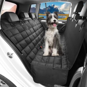 Hopidogie Dog Car Seat Cover 4-in-1, 100% Waterproof Dog Car Hammock for Car Back Seat, Scratchproof Nonslip Back Seat Cover for Dogs Machine Washable Durable Universal fits All Cars Trucks SUV